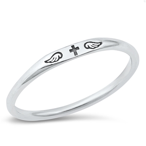 Silver Ring - Cross & Wings