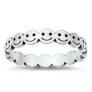 Silver Ring - Happy Face