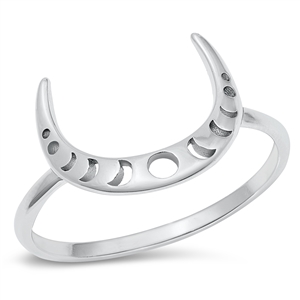 Silver Ring - Crescent Moon Phases