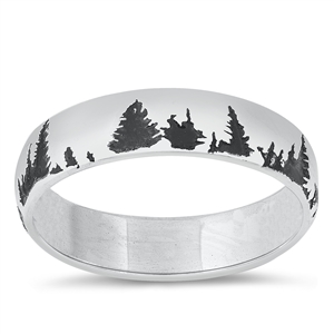 Silver Ring - Forest Trees