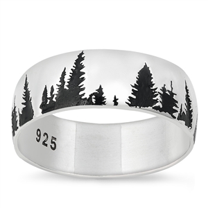 Silver Ring - Forest Trees