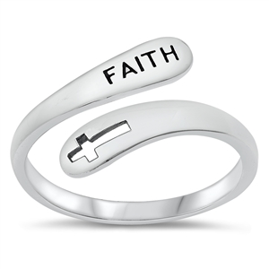 Silver Ring - Faith & Cross