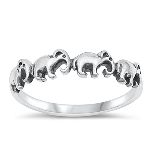 Silver Ring - Elephants