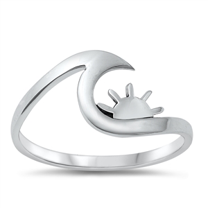 Silver Ring - Wave & Sun