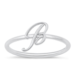 Silver Initial Ring - B