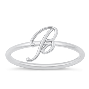 Silver Initial Ring - B