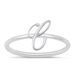 Silver Initial Ring - C