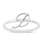 Silver Initial Ring - D