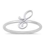 Silver Initial Ring - E