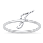 Silver Initial Ring - F