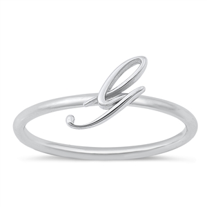 Silver Initial Ring - G