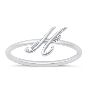 Silver Initial Ring - H