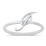Silver Initial Ring - I