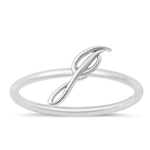 Silver Initial Ring - J