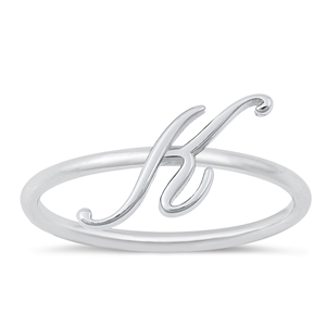 Silver Initial Ring - K