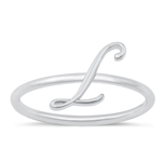 Silver Initial Ring - L