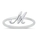 Silver Initial Ring - M