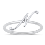 Silver Initial Ring - N