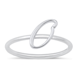 Silver Initial Ring - O
