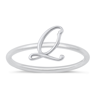 Silver Initial Ring - Q