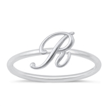 Silver Initial Ring - R