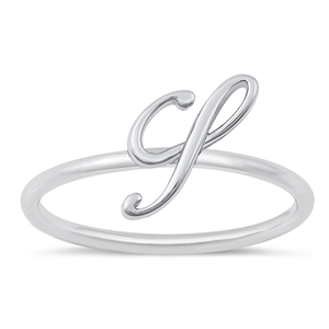 Silver Initial Ring - S