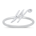 Silver Initial Ring - W