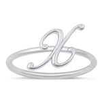 Silver Initial Ring - X