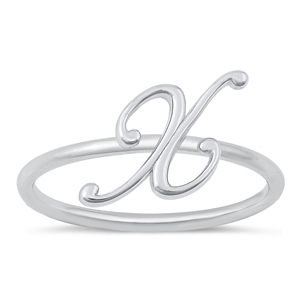 Silver Initial Ring - X