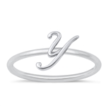 Silver Initial Ring - Y