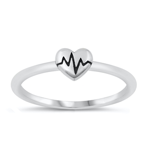 Silver Ring - Heart EKG