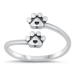 Silver Ring - Paws & Hearts