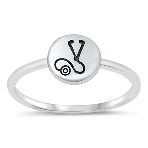 Silver CZ Ring - Stethoscope