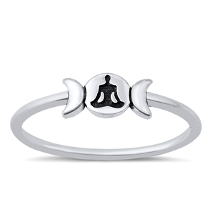 Silver Ring - Buddha & Moon