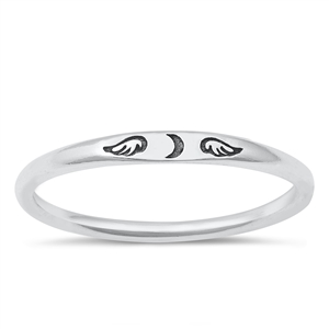 Silver Ring - Moon & Wings