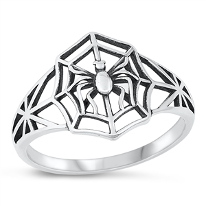 Silver Ring - Spider & Web