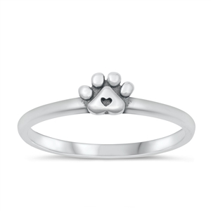 Silver Ring - Paw Print & Heart