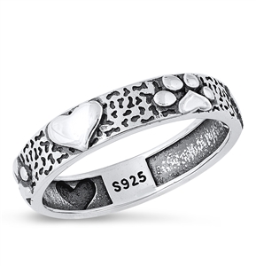 Silver Ring - Paw Print & Heart