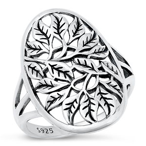 Silver Ring -Tree Leaves