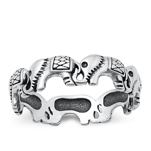 Silver Ring - Elephants