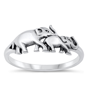 Silver Ring - Elephants
