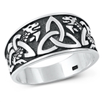 Silver Ring - Triquetra & Dragon