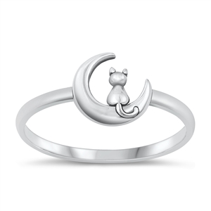 Silver Ring - Cat & Moon