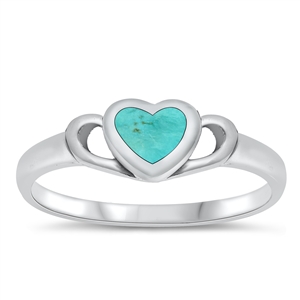 Silver Stone Ring - Heart