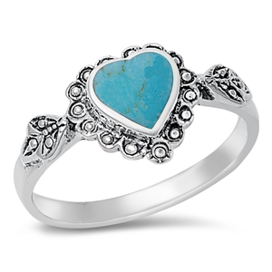 Silver Stone Ring  - Heart