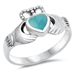 Silver Stone Ring  - Claddagh