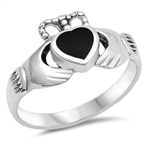 Silver Stone Ring  - Claddagh