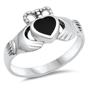 Silver Stone Ring  - Claddagh