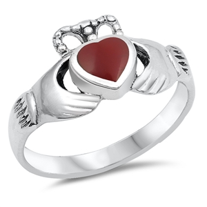 Silver Stone Ring  - Claddagh