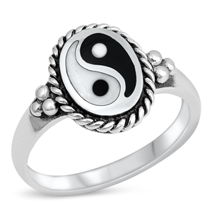 Silver Stone Ring - Yin Yang